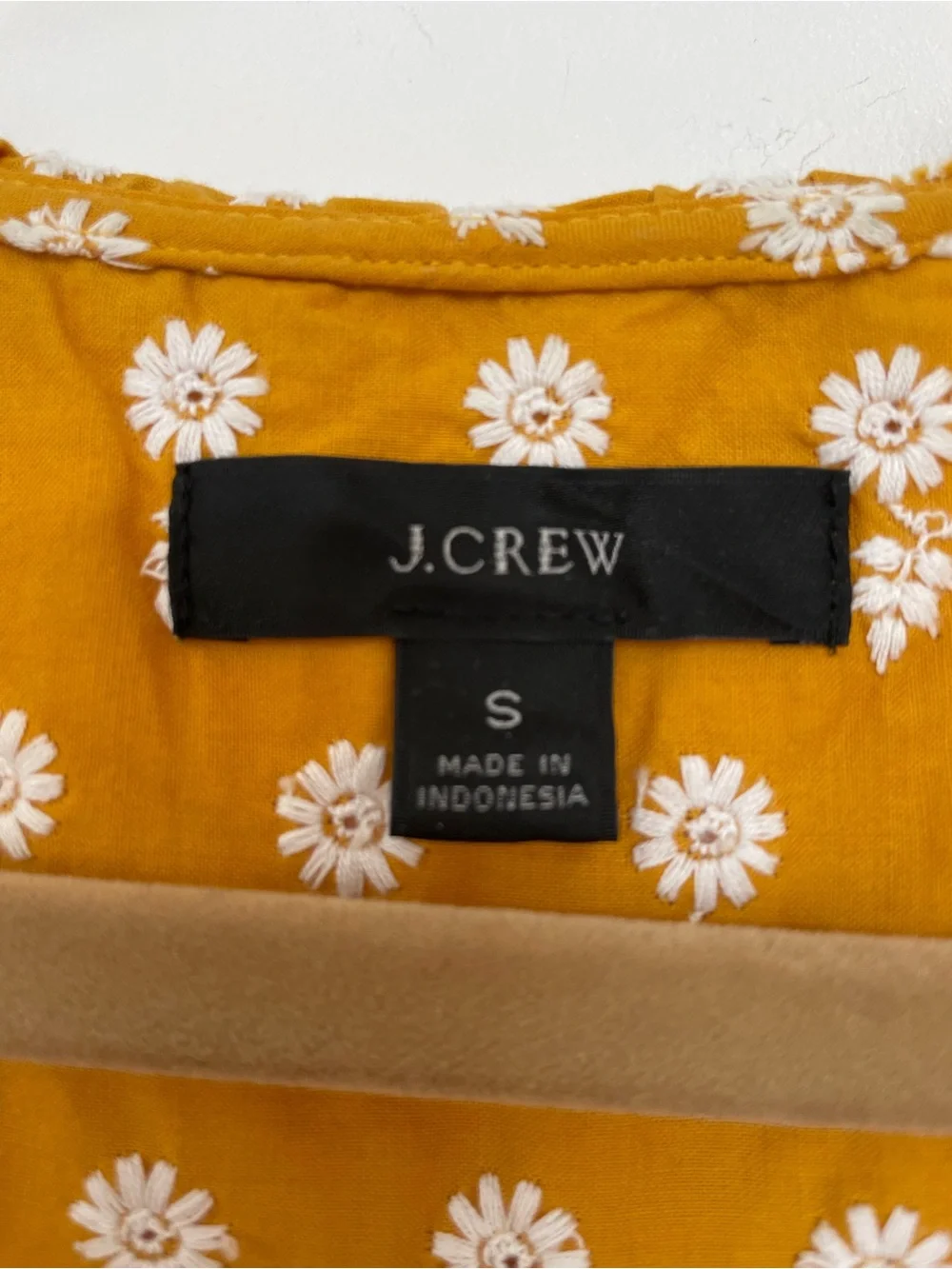 J. Crew Mustard Yellow Floral Ruffle Sleeve Blouse